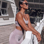 2 Piece Set Seamless Gym Wear Leggings for Women with Breathable Yoga Bra - High Quality Activewear