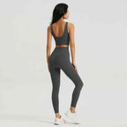 Gym Outfit High Waist Yoga Leggings for Women with Phone Pockets & U Back Sports Bra Set