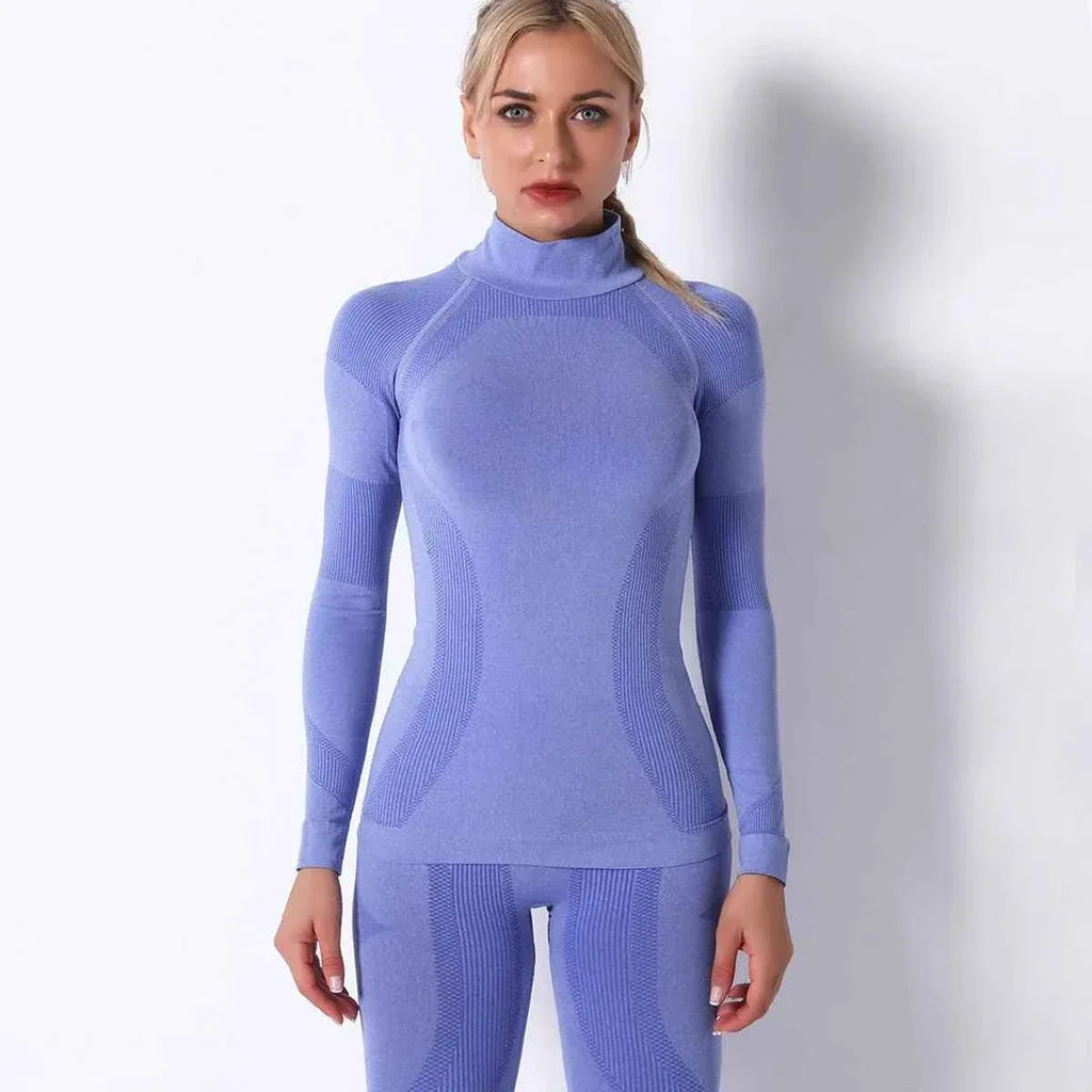 Seamless activewear Sports Stripe Long Sleeve Yoga Top - Quick-Drying Fitness Wear
