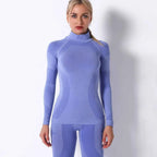 Seamless activewear Sports Stripe Long Sleeve Yoga Top - Quick-Drying Fitness Wear