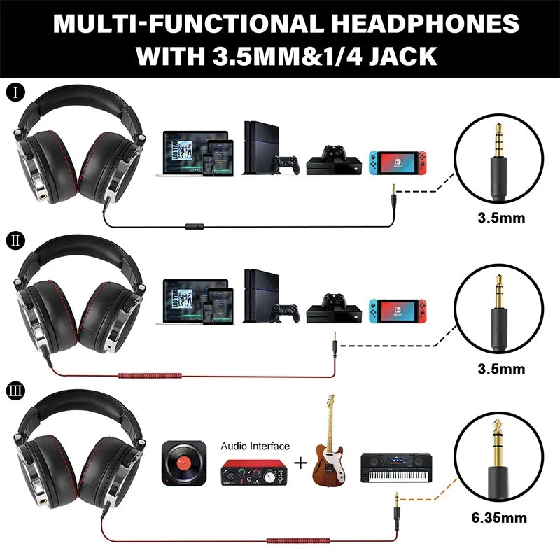 Oneodio Wired Professional Studio Pro DJ Headphones With Microphone Over Ear HiFi Monitor Music Headset Earphone For Phone PC