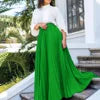Pleated Midi Skirt with Belt - Elegant A-Line Skirt for Women