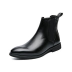 Winter Ankle Chelsea Leather Pointed Toe Boots For Men