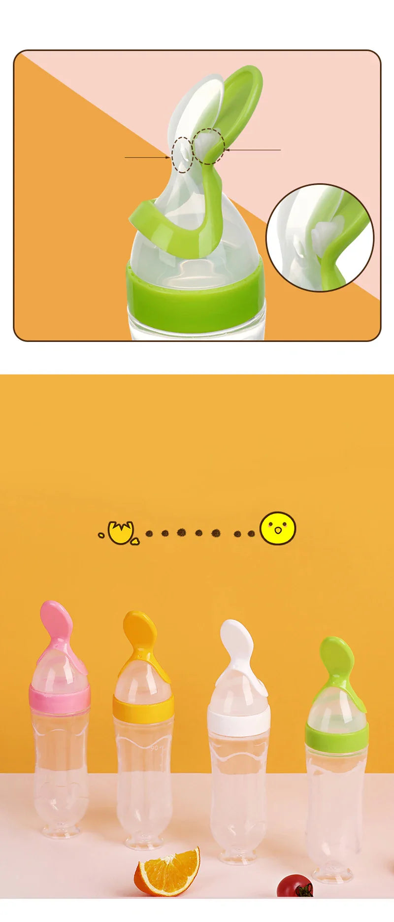 Softuru Baby Feeding Bottle – Silicone Spoon Milk & Cereal Feeder