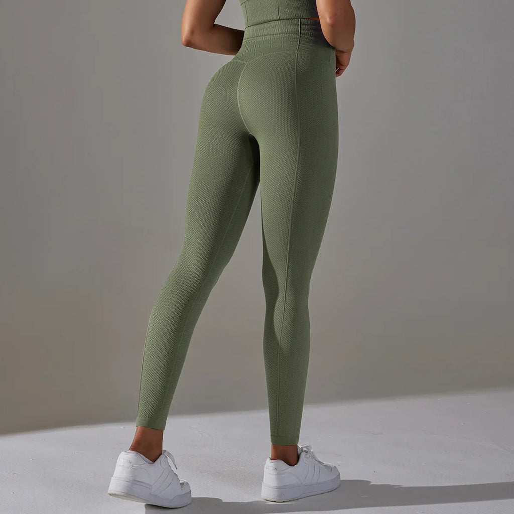 Seamless High-Waist Yoga Leggings for Women – Dot Tummy Control, Non-See-Through Gym Fitness Pants