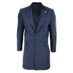 Men's 3/4 Long Overcoat Jacket Herringbone Tweed Coat Peaky Blinders