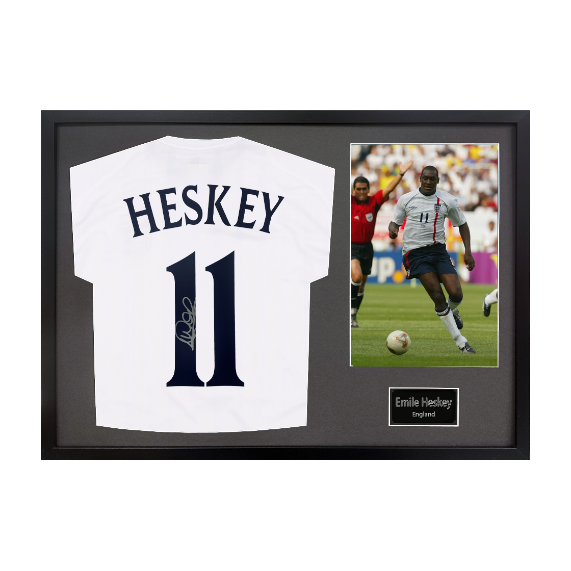 Emile Heskey Signed England Shirt Classic Frame