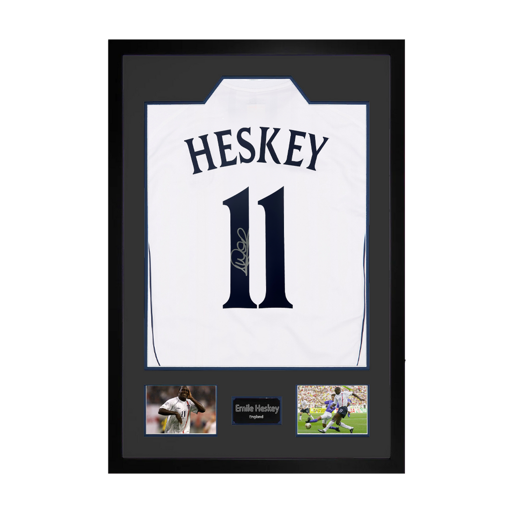 Emile Heskey Signed England Shirt Premium Frame