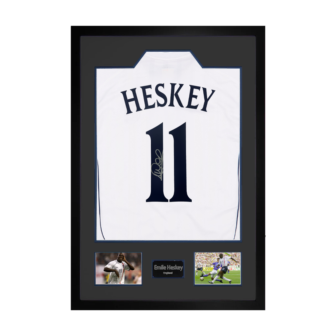 Emile Heskey Signed England Shirt Premium Frame