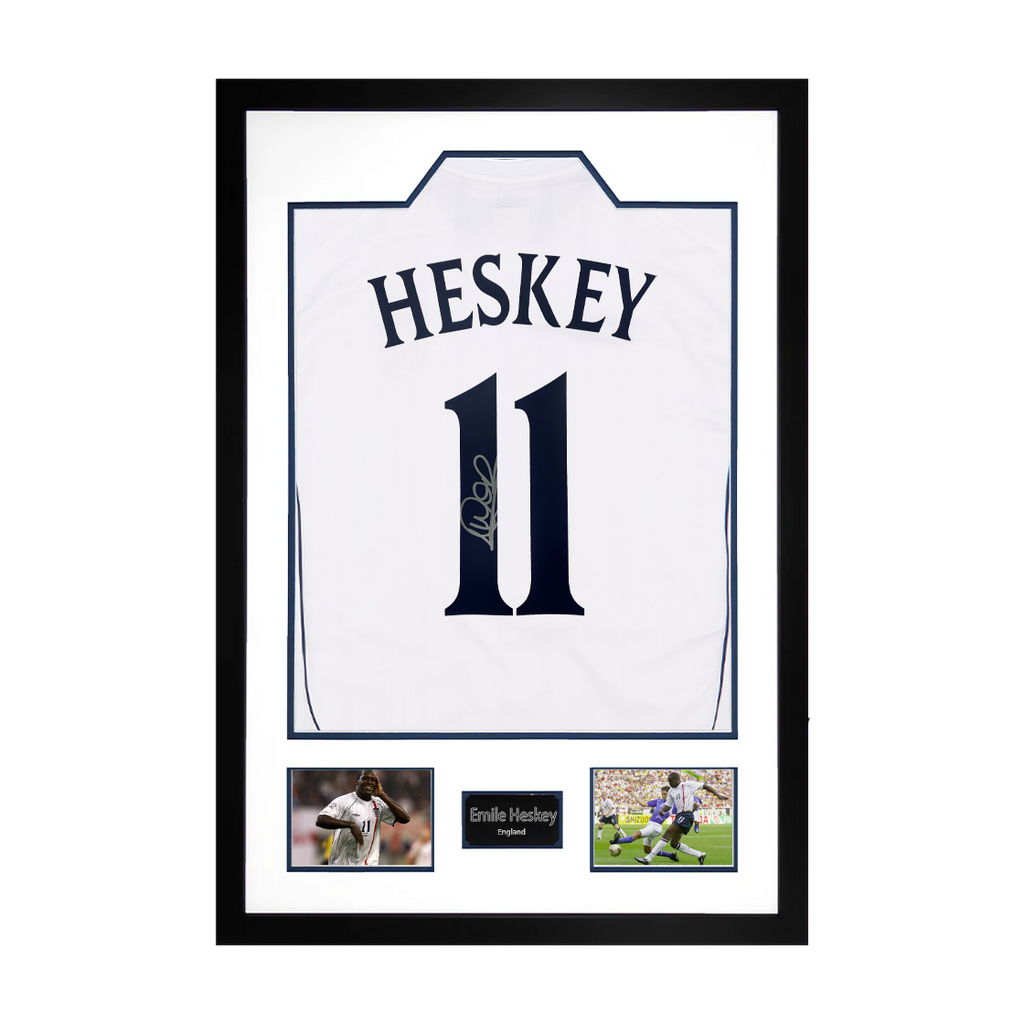 Emile Heskey Signed England Shirt Premium Frame