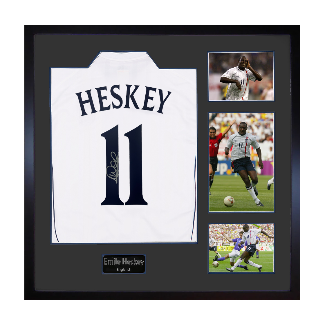 Emile Heskey Signed England Shirt Elite Frame