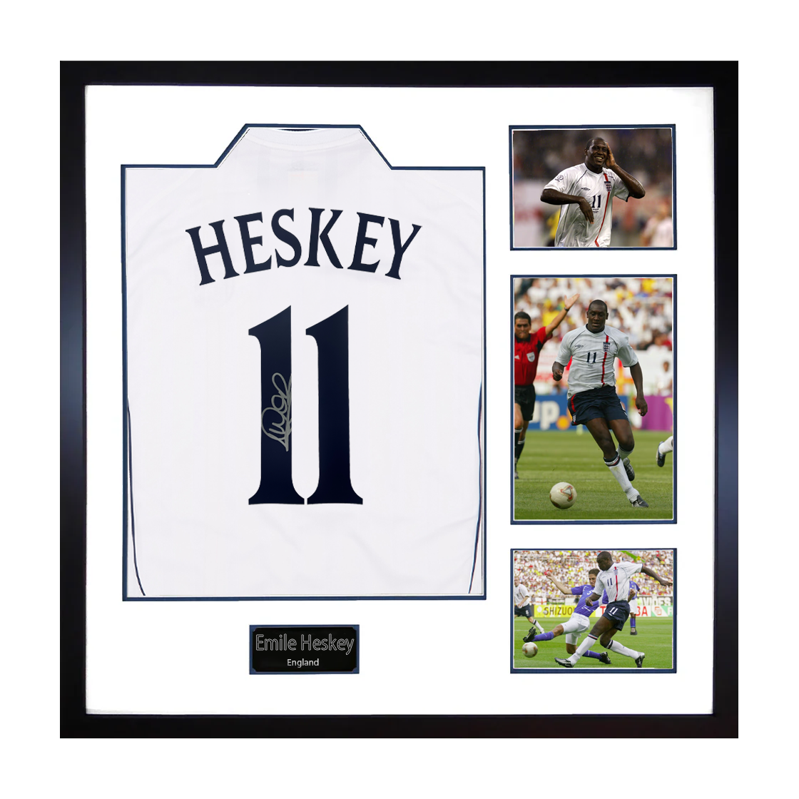 Emile Heskey Signed England Shirt Elite Frame