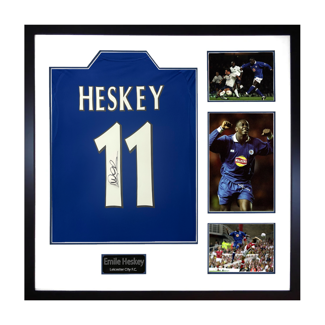 Emile Heskey Signed Leicester City Shirt Elite Frame