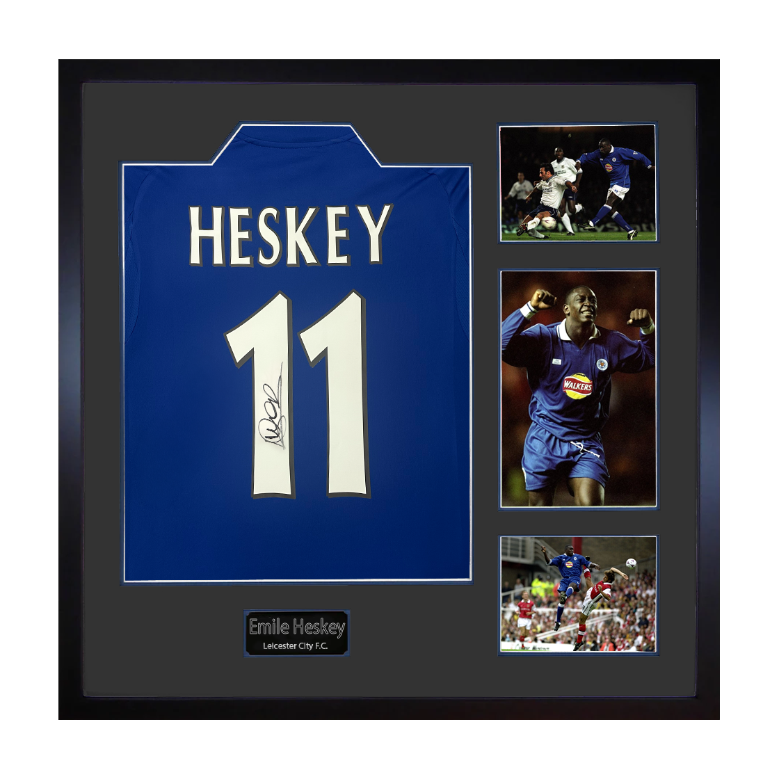 Emile Heskey Signed Leicester City Shirt Elite Frame