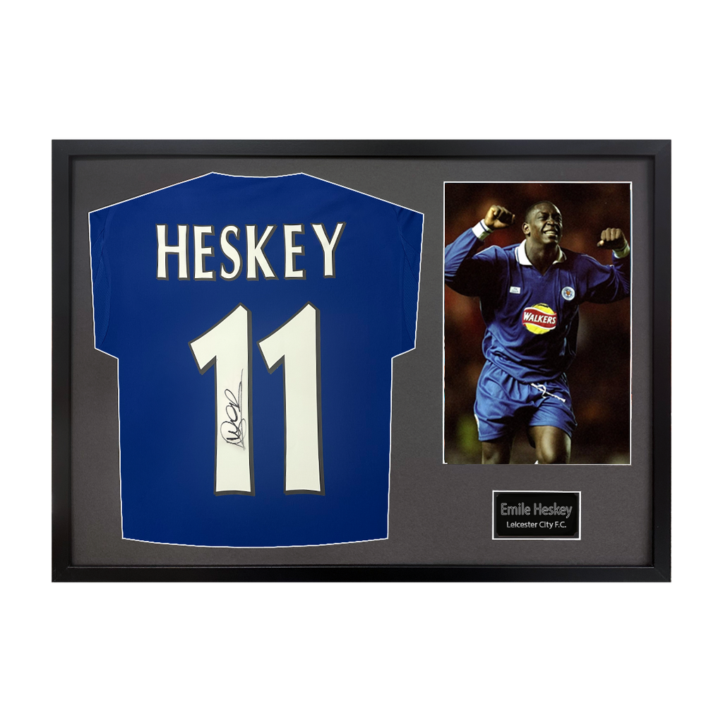 Emile Heskey Signed Leicester City Shirt Classic Frame