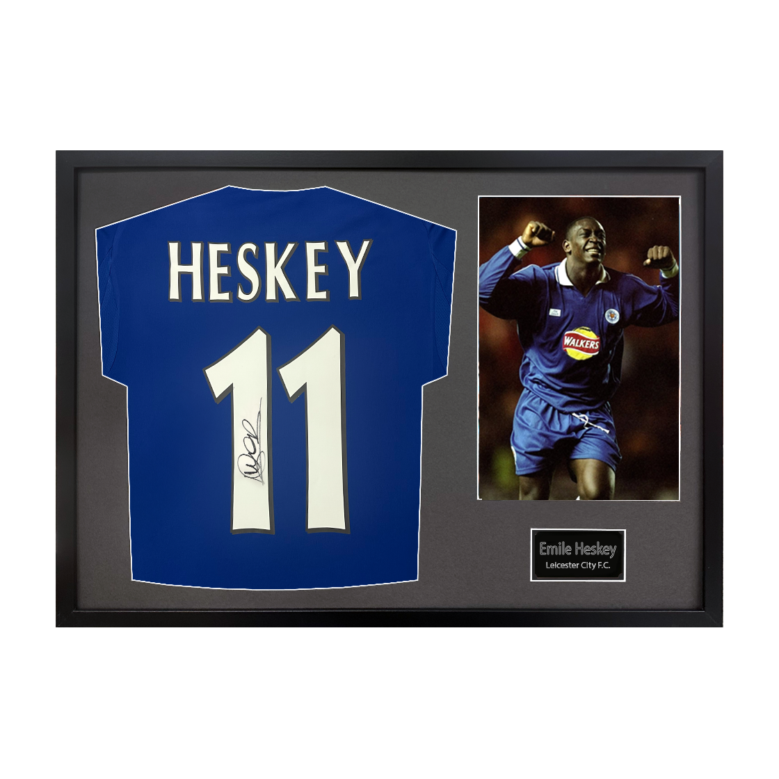 Emile Heskey Signed Leicester City Shirt Classic Frame
