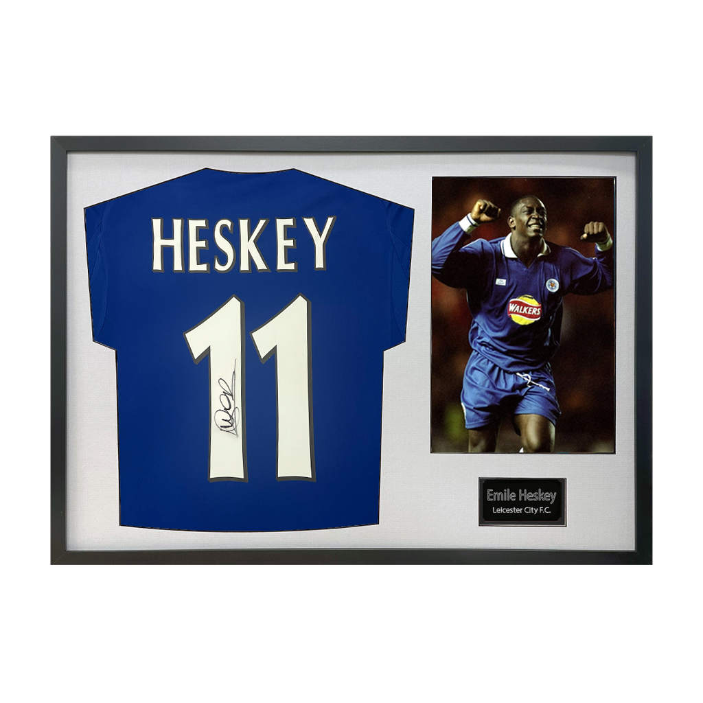 Emile Heskey Signed Leicester City Shirt Classic Frame