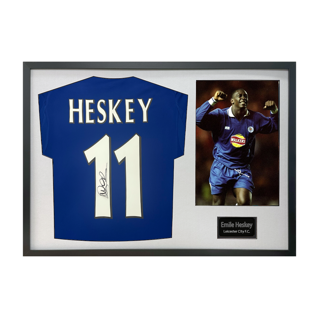 Emile Heskey Signed Leicester City Shirt Classic Frame