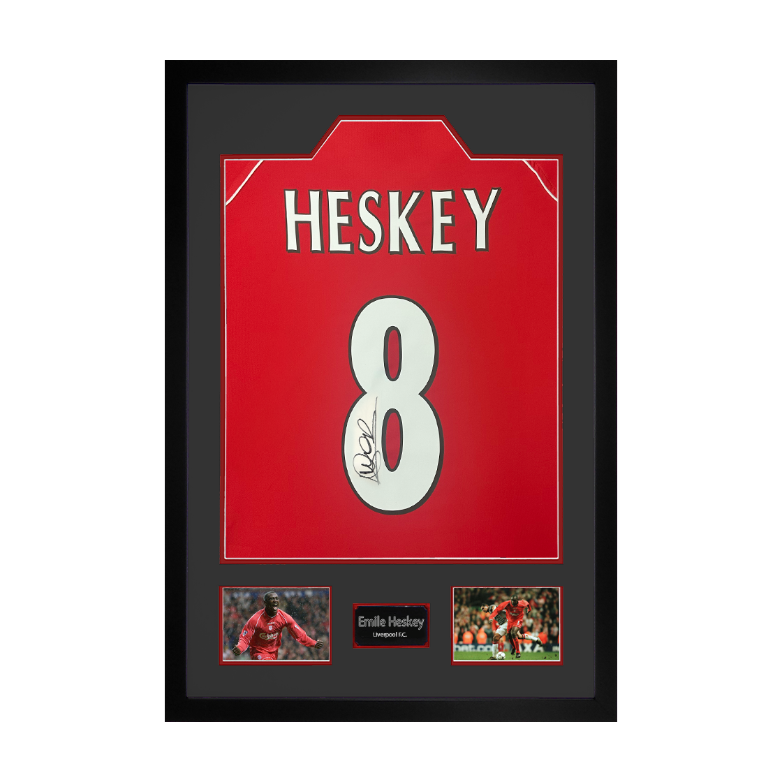Emile Heskey Signed Liverpool Shirt Premium Frame