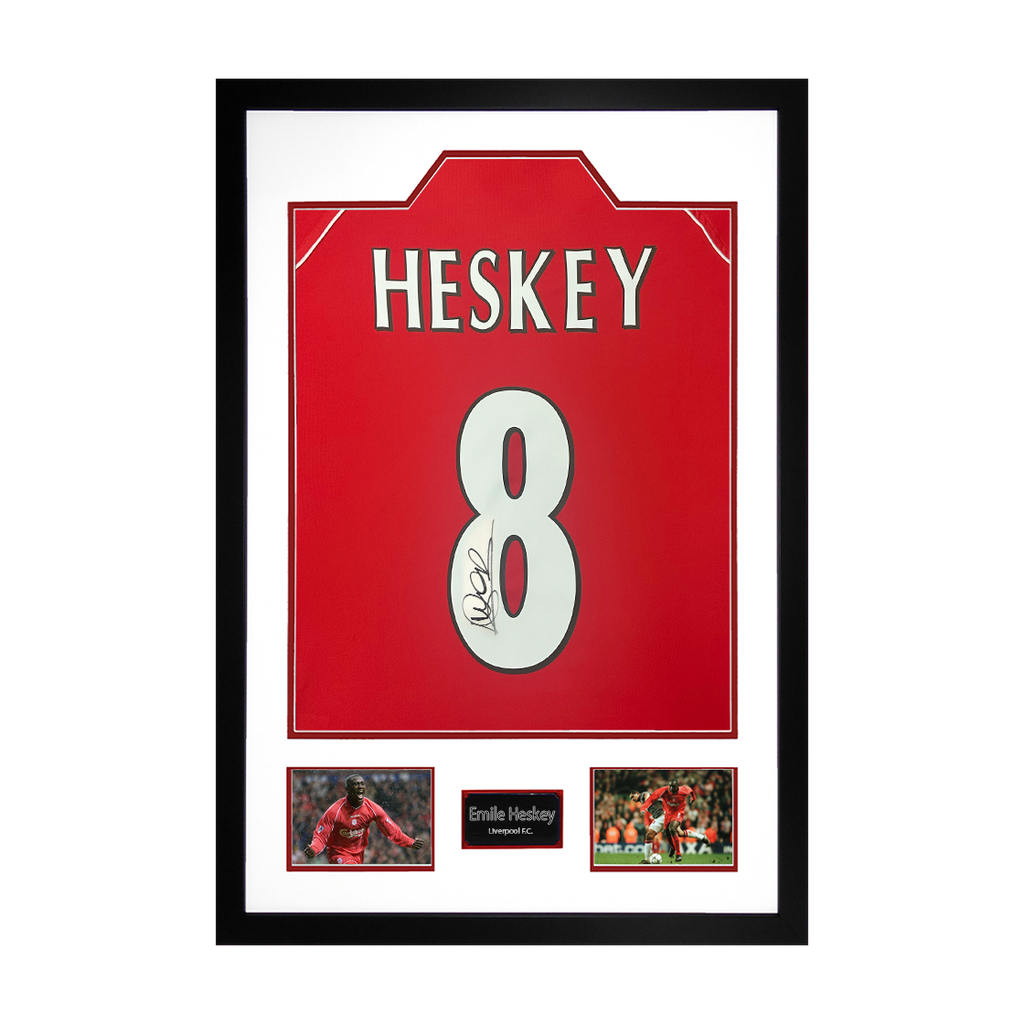 Emile Heskey Signed Liverpool Shirt Premium Frame