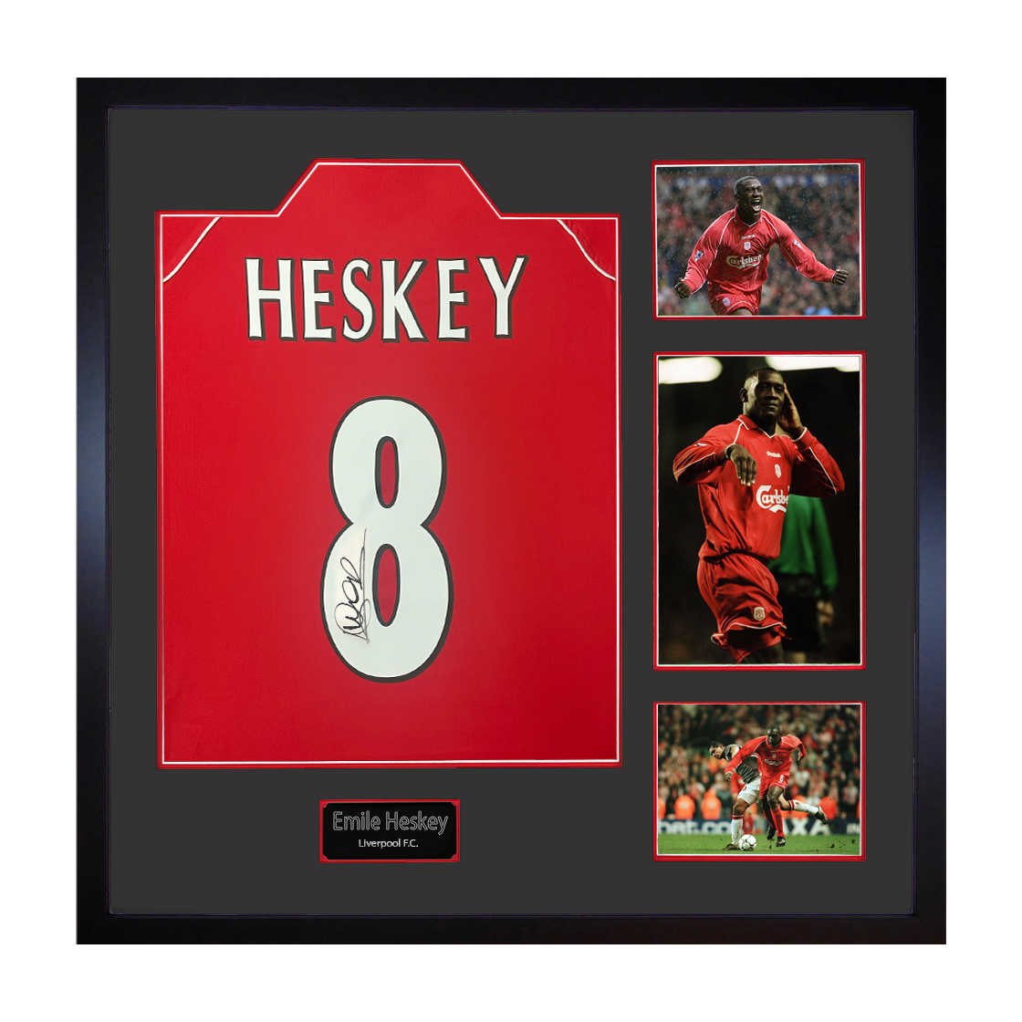 Emile Heskey Signed Liverpool Shirt Elite Frame