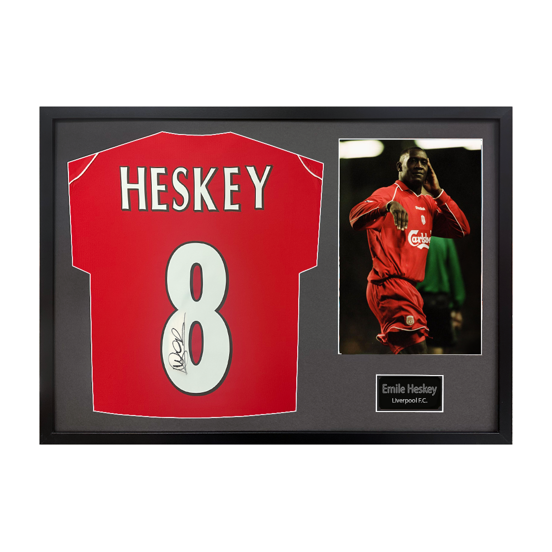 Emile Heskey Signed Liverpool Shirt Classic Frame