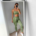 Gym Wear Set Women Sport Custom Fitness Wear High Waist Leggings Bra Clothing Fitness Sexy Yoga Wear Set Clothes