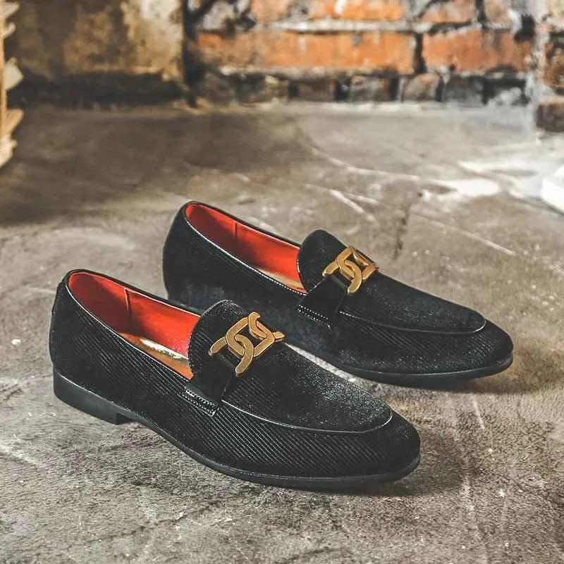 Plus Size 48 Corduroy Material Fashion Men Loafers Shoes Slip On Dress Shoes