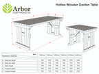 Hollies Wooden Garden Table, Outdoor Picnic Dining Desk