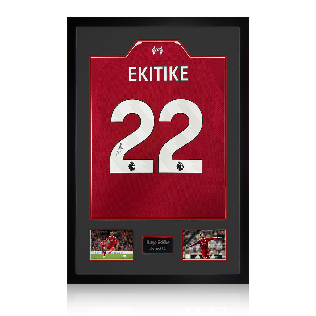 Hugo Ekitike Signed Liverpool Shirt Premium Frame (ACG Cert)