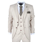 IM04 - Men's Beige 3 Piece Tailored Fit Wedding Suit