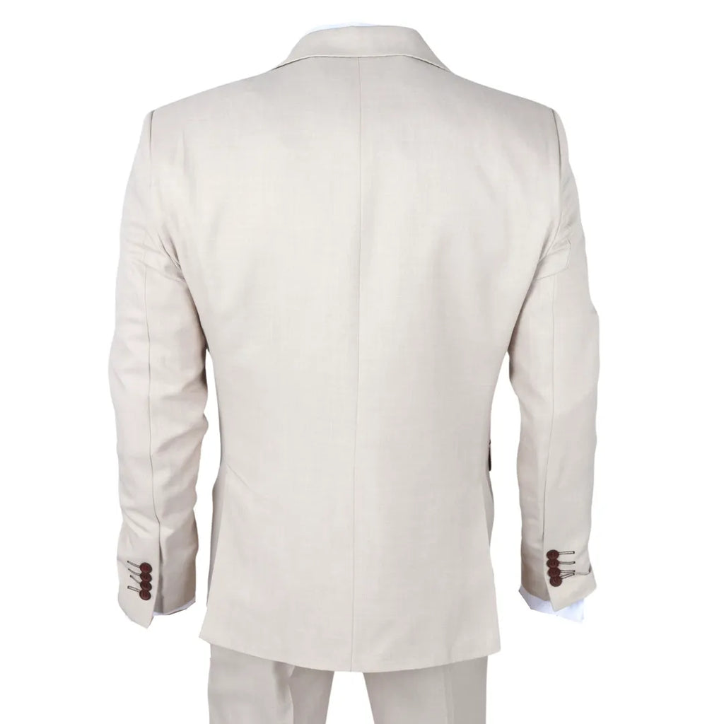 IM04 - Men's Beige 3 Piece Tailored Fit Wedding Suit