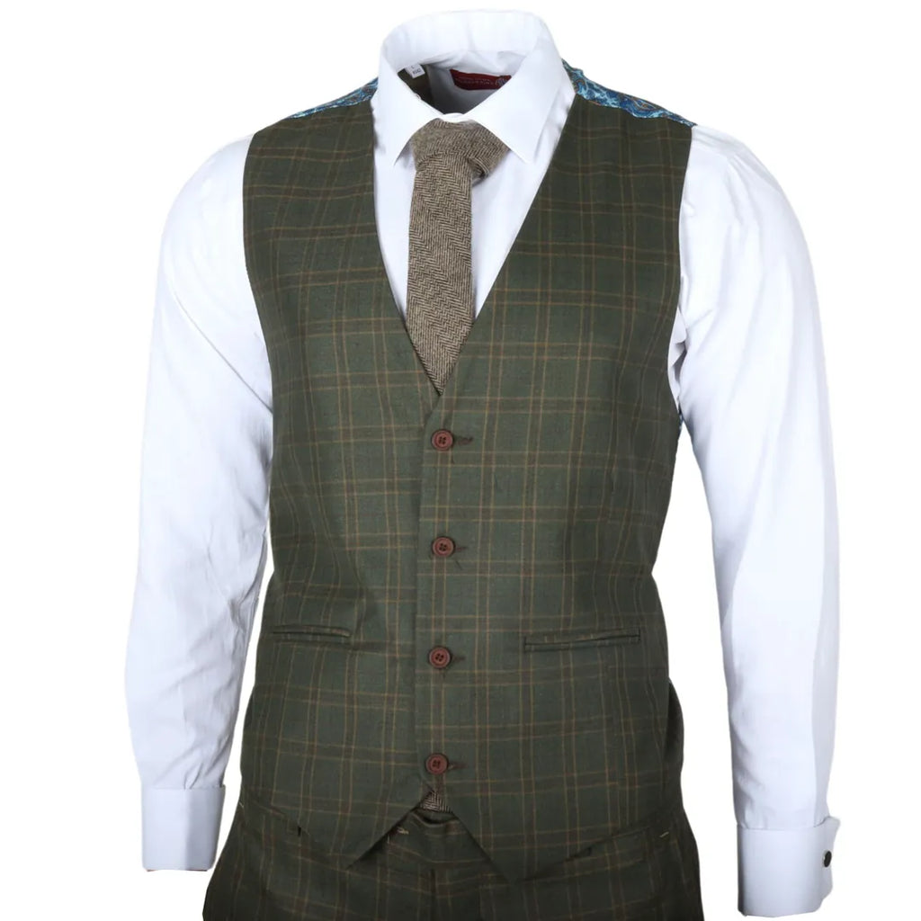 IM12 - Men's 3 Piece Green Check Suit