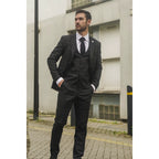 IM3 - Men's Black Checked Tailored Fit Suit