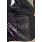 IM3 - Men's Black Checked Tailored Fit Suit