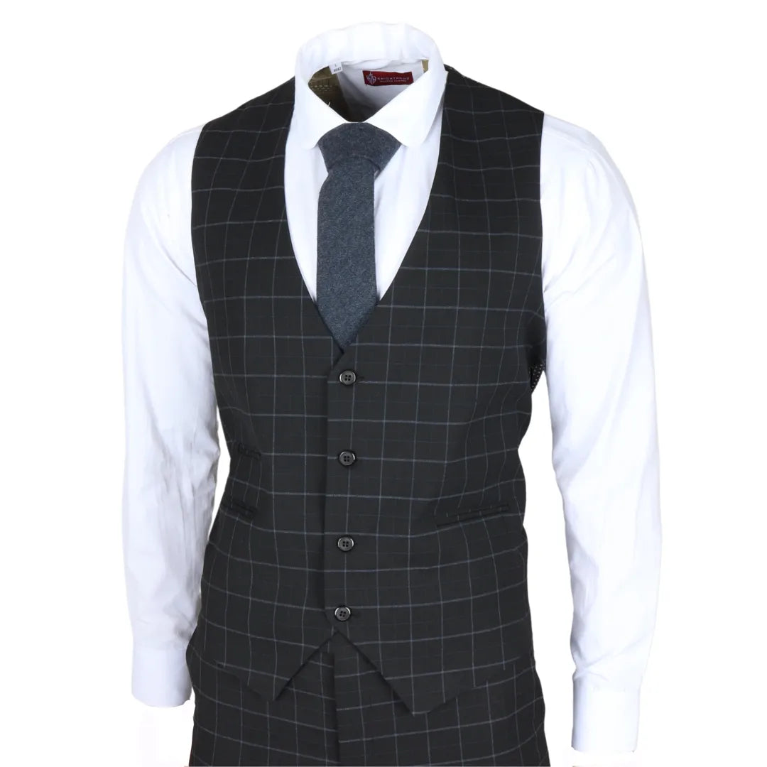 IM3 - Men's Black Checked Tailored Fit Suit