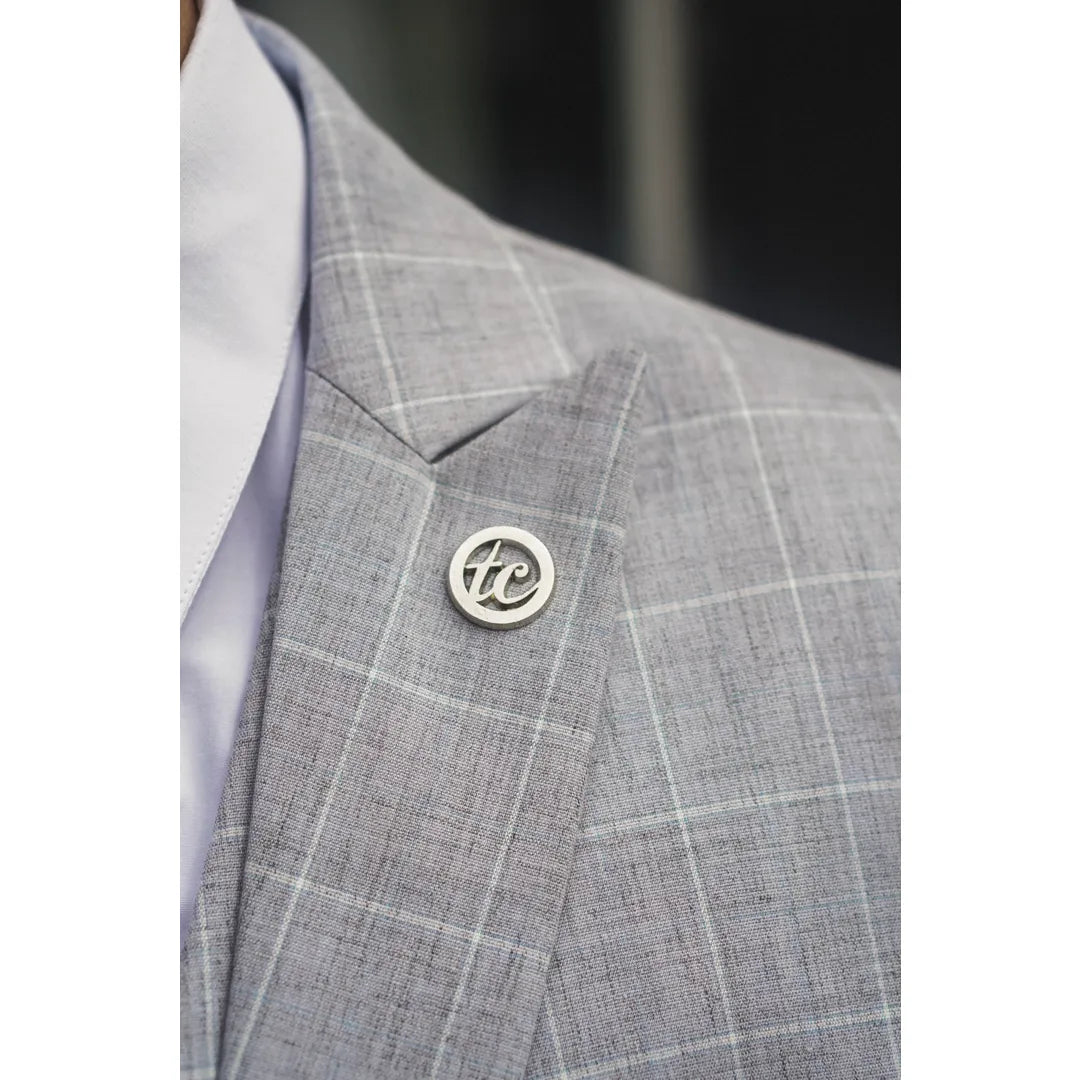 IM3 - Men's Grey Checked Tailored Fit Suit