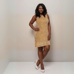 Sequin & Lace Sleeveless Shift Party / Evening Dress