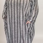 STRIPED JUMPER DRESS WITH SPARKLY THREAD