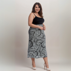 BLACK WHITE PAISLEY MAXI SKIRT