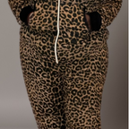 Plus-Size Leopard Print Stretch Lounge Jumpsuit