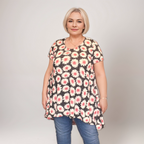 Daisy Print Swing Top with Hanky Hem
