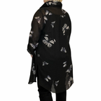 Long Length Chiffon Blouse / Shirt with Butterfly Print