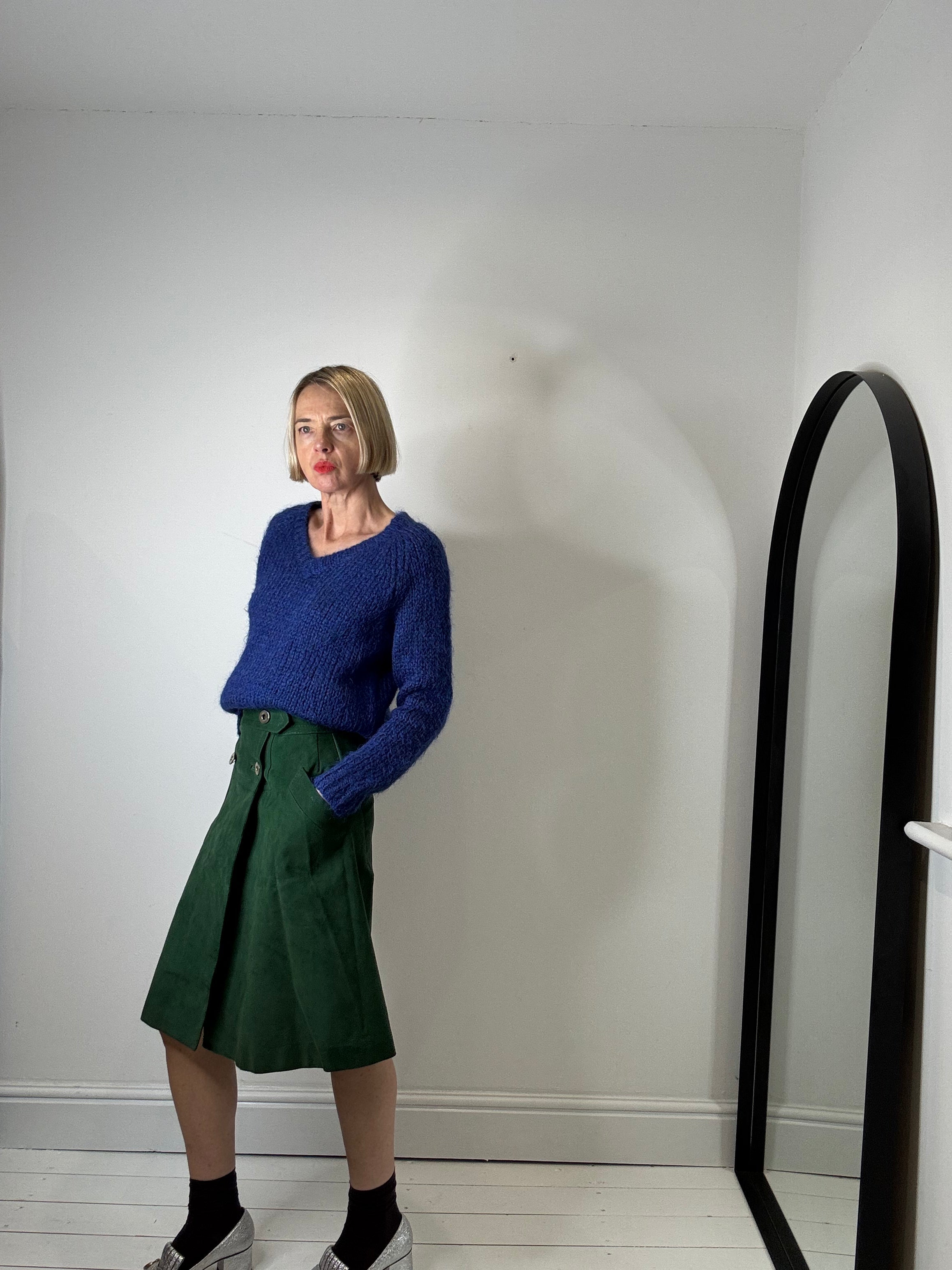 VINTAGE suede A line skirt