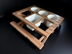 BBQ Picnic Table Sauce and Spice Rack | BBQ Gift | Garden Decor | BBQ Utilities | Outdoor Dining | Optional Dipping & Olive Pots | Gift For Dad