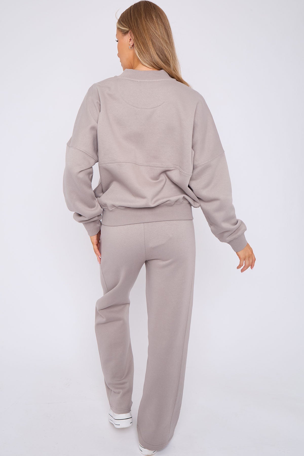 Oversized Bomber Style Fleece Zipper Co-ord