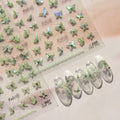 Hello Claws | Crystal Green Butterfly 5D Embossed Pattern Design Nail Deco Sticker