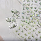 Hello Claws | Crystal Green Butterfly 5D Embossed Pattern Design Nail Deco Sticker