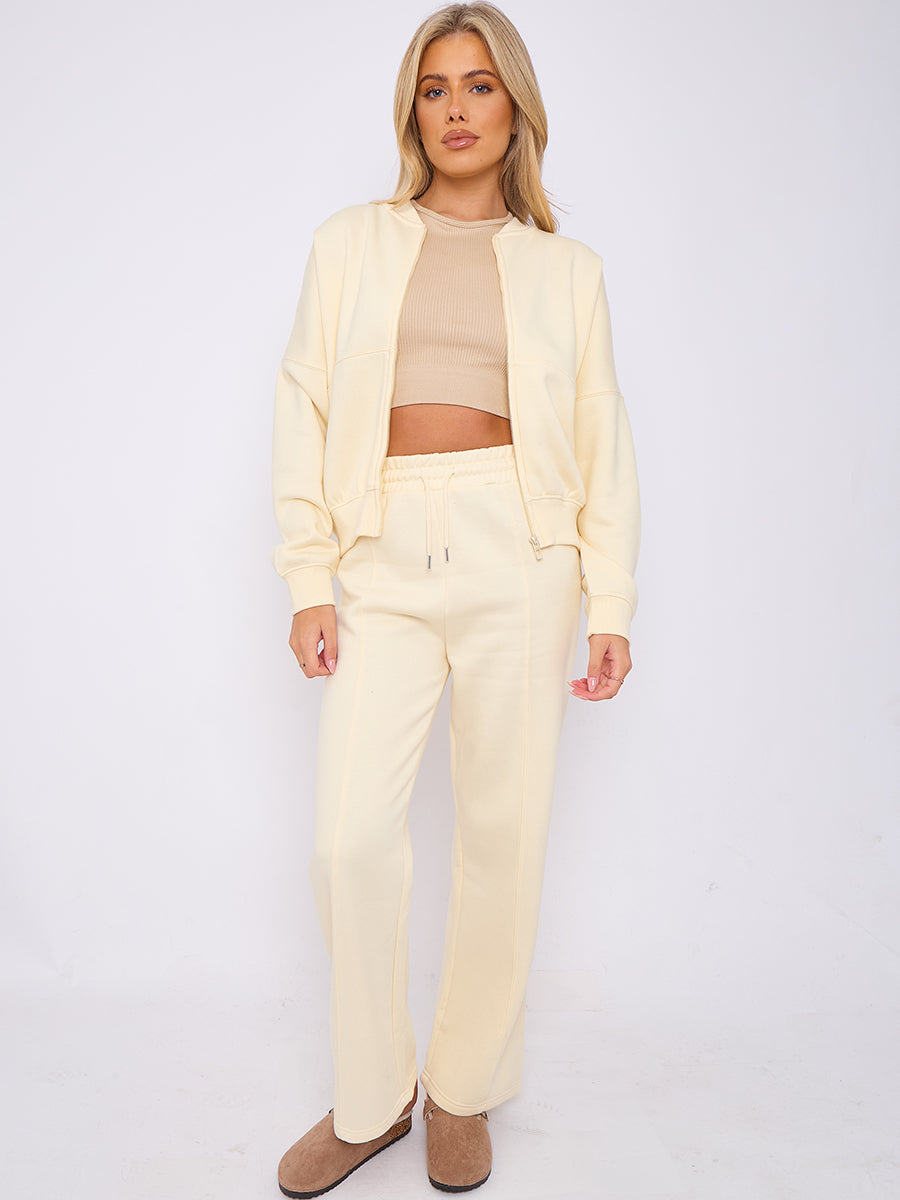 Oversized Bomber Style Fleece Zipper Co-ord