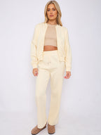 Oversized Bomber Style Fleece Zipper Co-ord